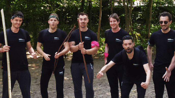 Photographie de nos collaborateurs en graduate program lors de l'atelier de survie dans la forêt de Meudon.